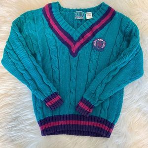 Vintage polo sweater in turquoise and pink. Great condition vintage find…